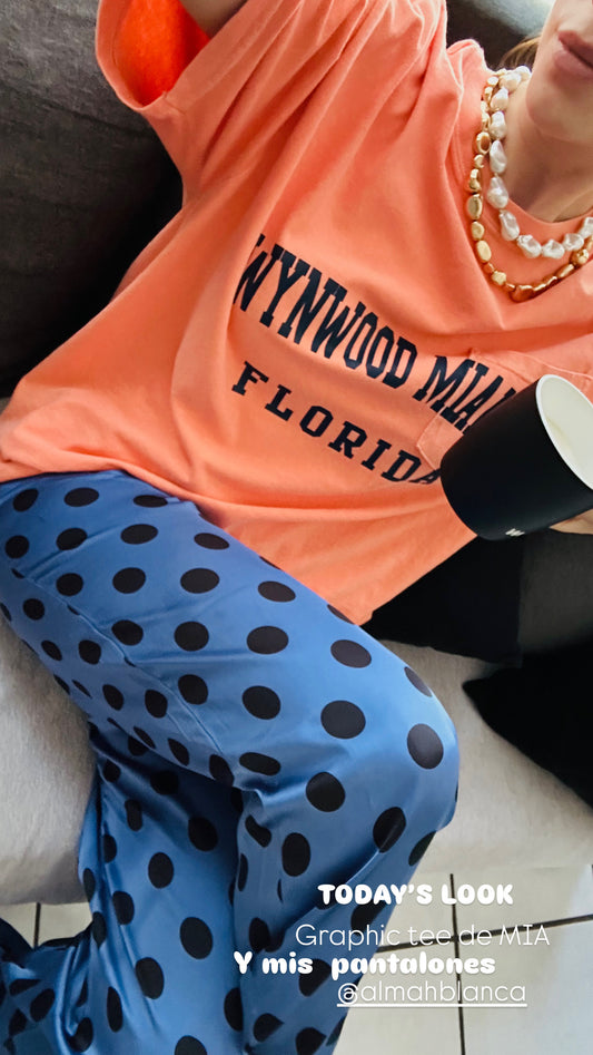 PANTALÓN LIGERO ESTAMPADO PUNTOS AZUL