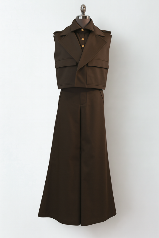 PANTALONES WIDE LEG CAFE