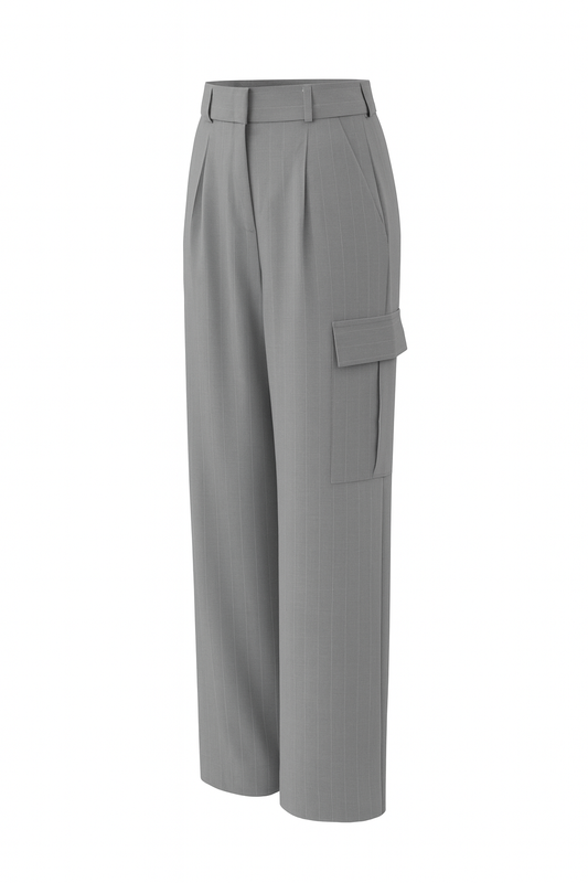 TROUSER CARGO GRIS A RAYAS