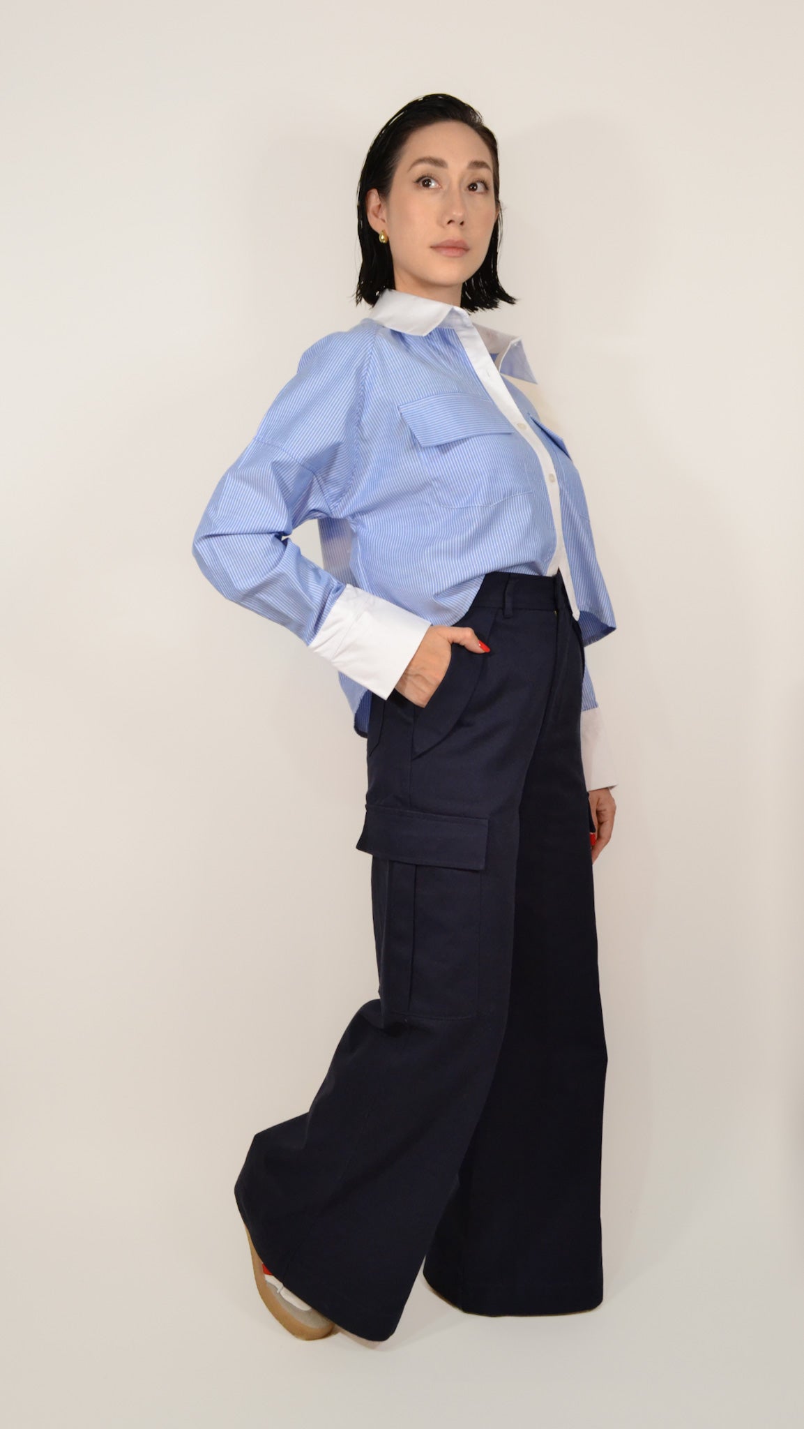 CARGO WIDE LEG AZUL MARINO