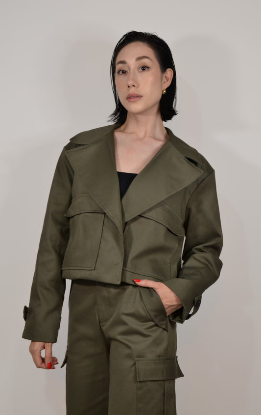 TRENCH BOMBER VERDE MILITAR