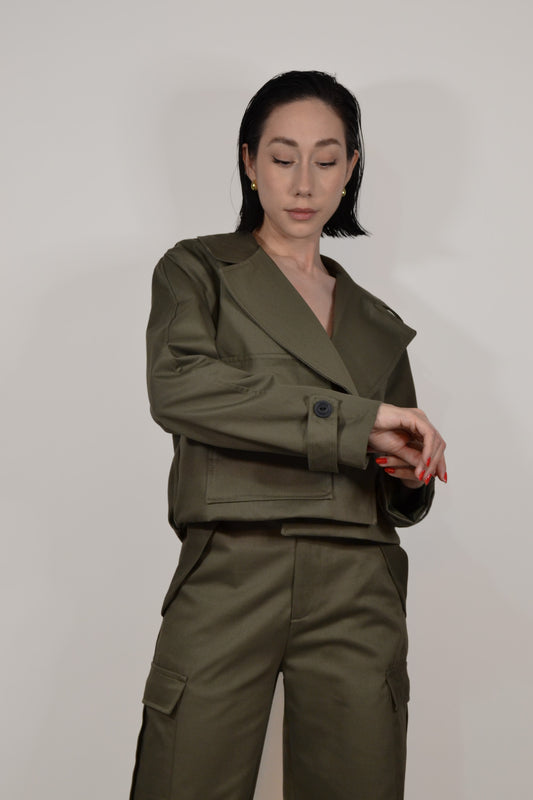 TRENCH BOMBER VERDE MILITAR