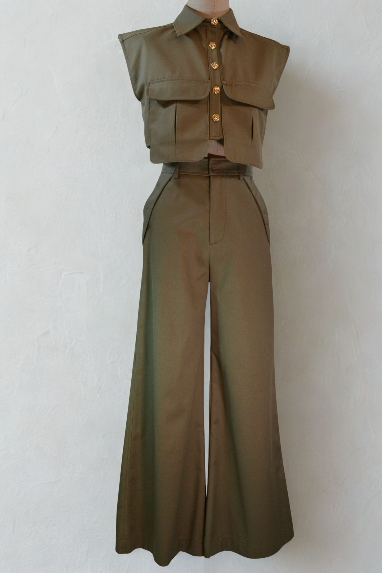 PANTALONES WIDE LEG VERDE MILITAR
