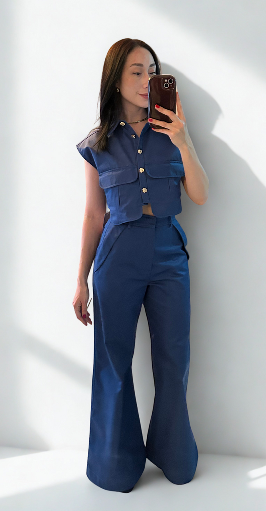 PANTALONES WIDE LEG AZUL COBALTO