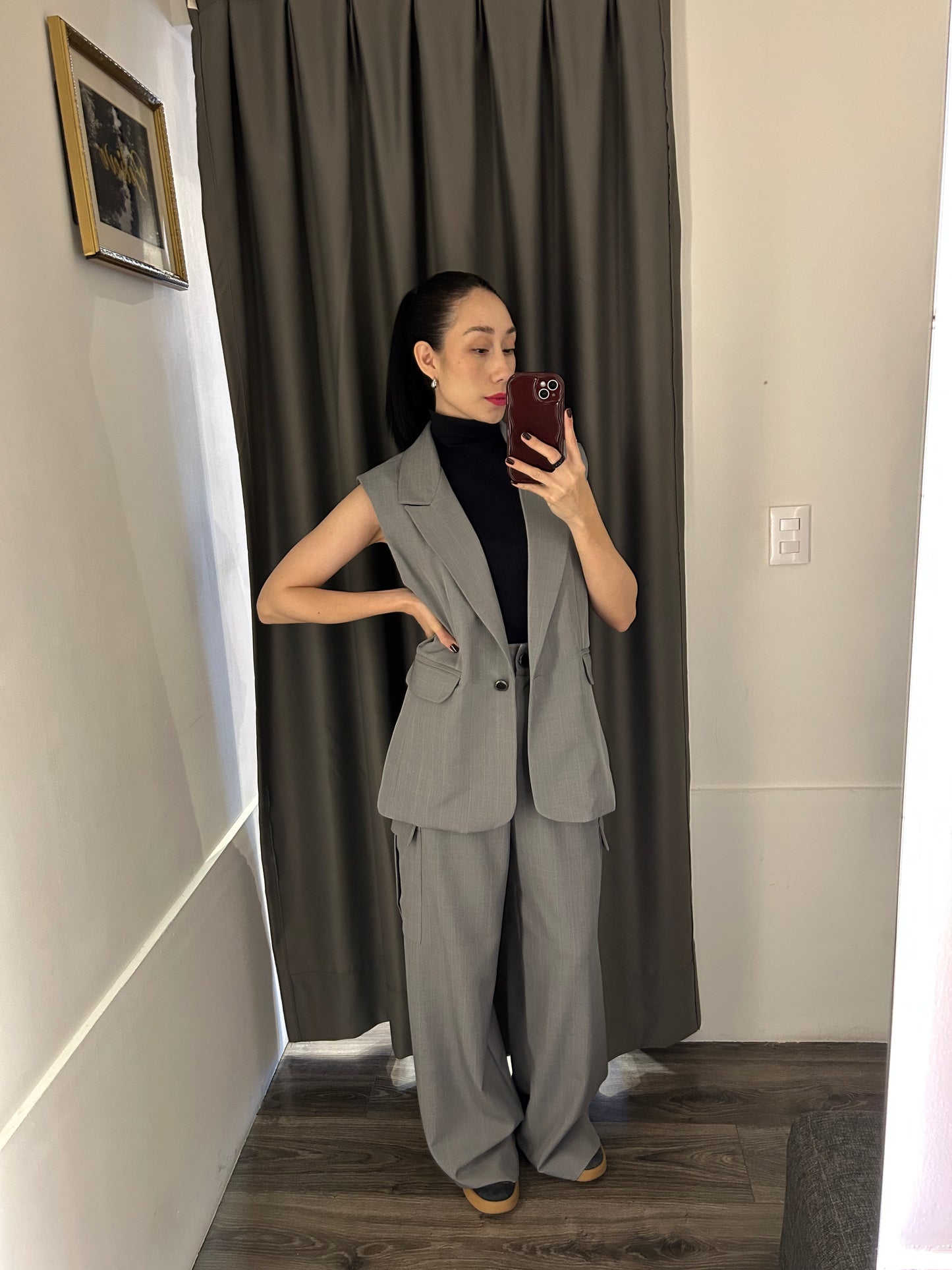 TROUSER CARGO GRIS A RAYAS