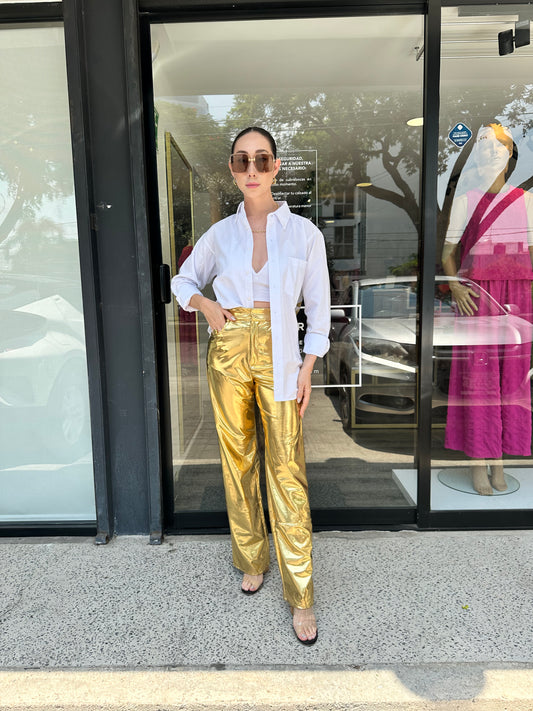 PANTALÓN VINIL DORADO