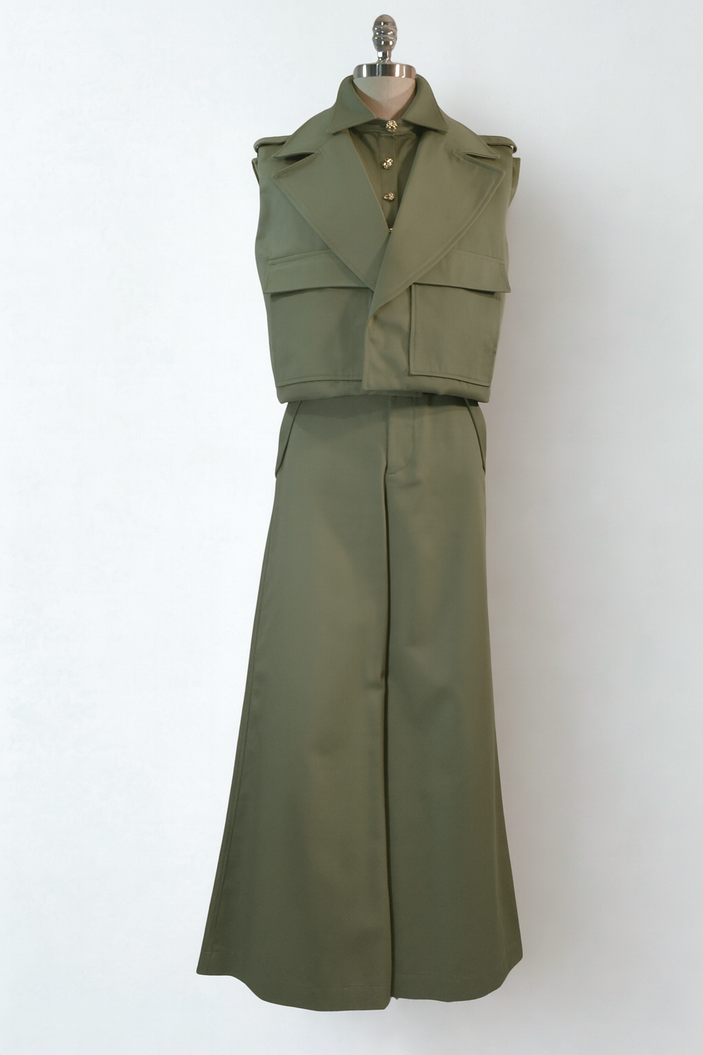 PANTALONES WIDE LEG VERDE MILITAR