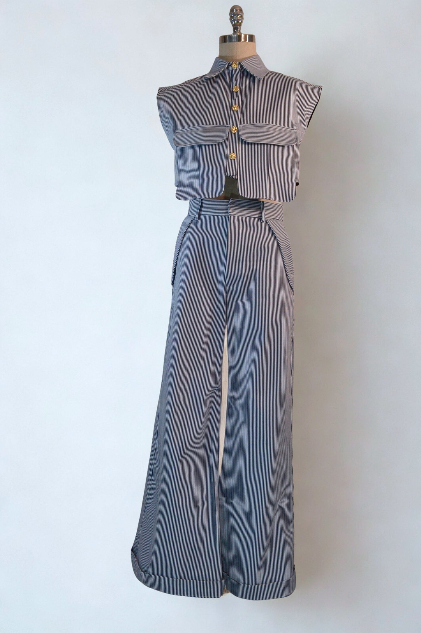 PANTALONES WIDE LEG A RAYAS