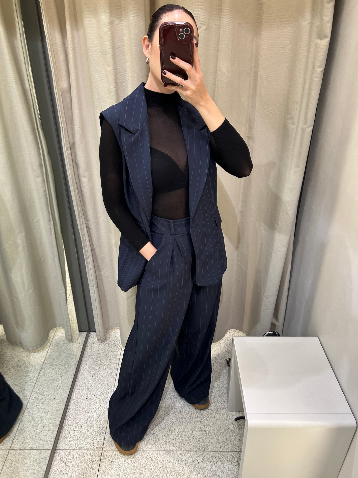 TROUSER AZUL MARINO A RAYAS